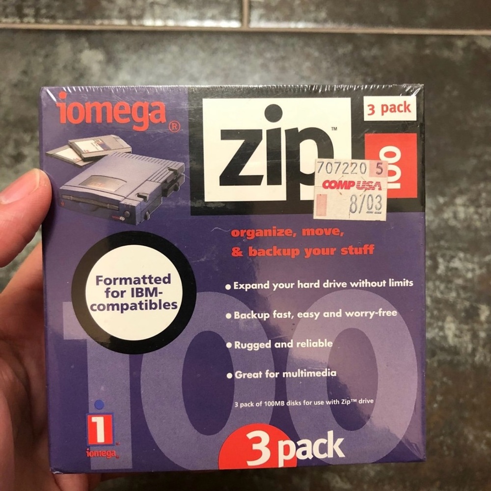 Iomega Zip 3 Pack Disks 100MB New Sealed Formatted For IBM